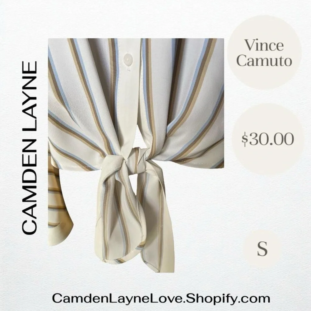 Vince Camuto White Striped Button-Down Shirt - Picture 5 of 8